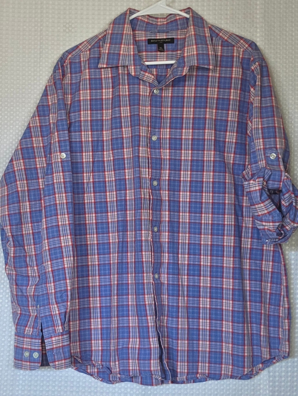Banana Republic Plaid Button Down Shirt Men XL Blue Red Casual - Picture 6 of 8